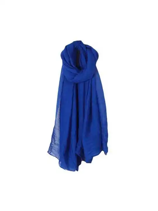 pañuelo largo estilo pashmina algodon y lino azul klein