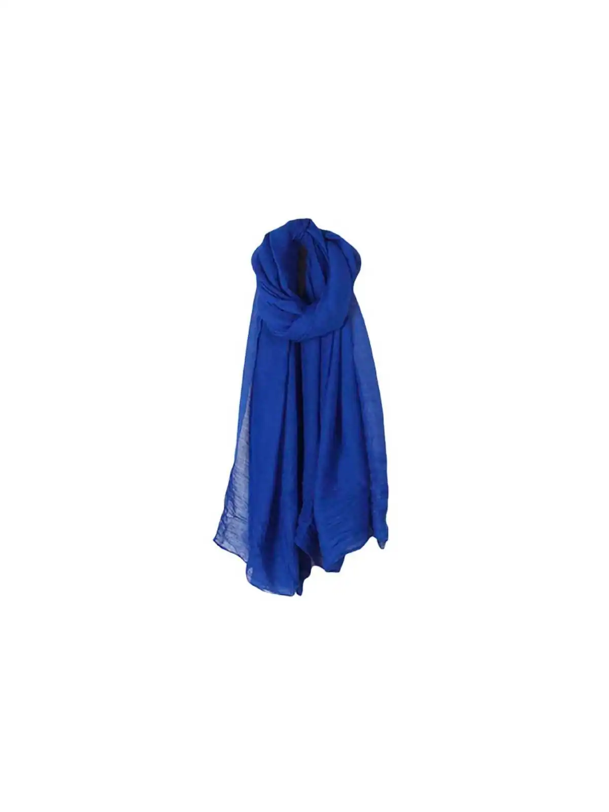pañuelo largo estilo pashmina algodon y lino azul klein