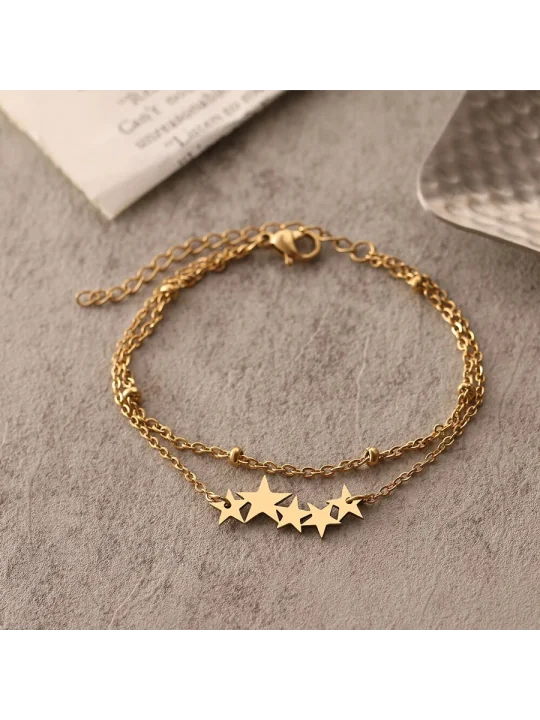 Pulsera doble cadena con estrellas