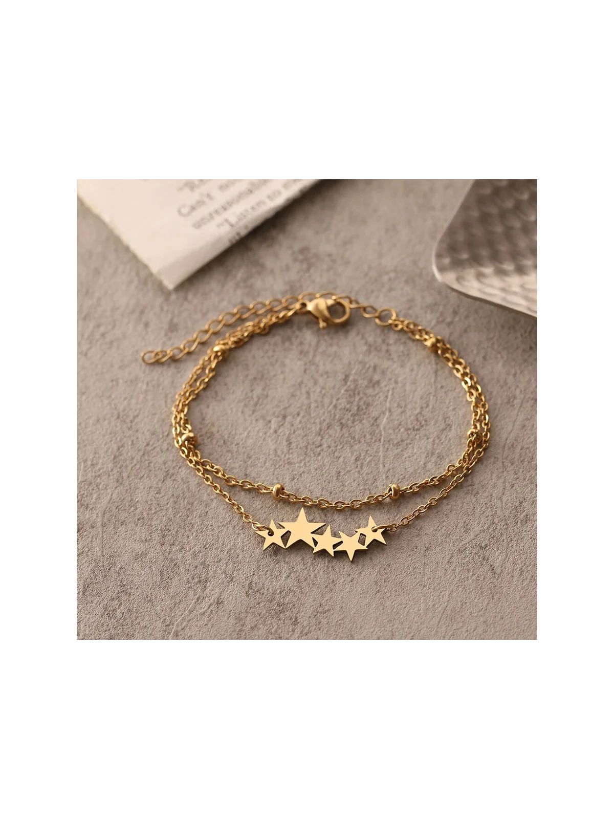 Pulsera doble cadena con estrellas