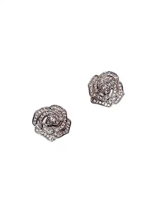 Pendientes plateados camelia
