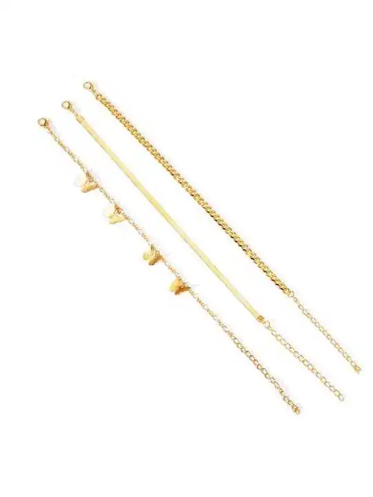 Compra la Tobilleras con Tres Cadenas Doradas - Diseño Elegante