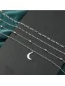 ompra Tobilleras con Cuatro Cadenas Plateadas y Luna - Encanto Nocturno