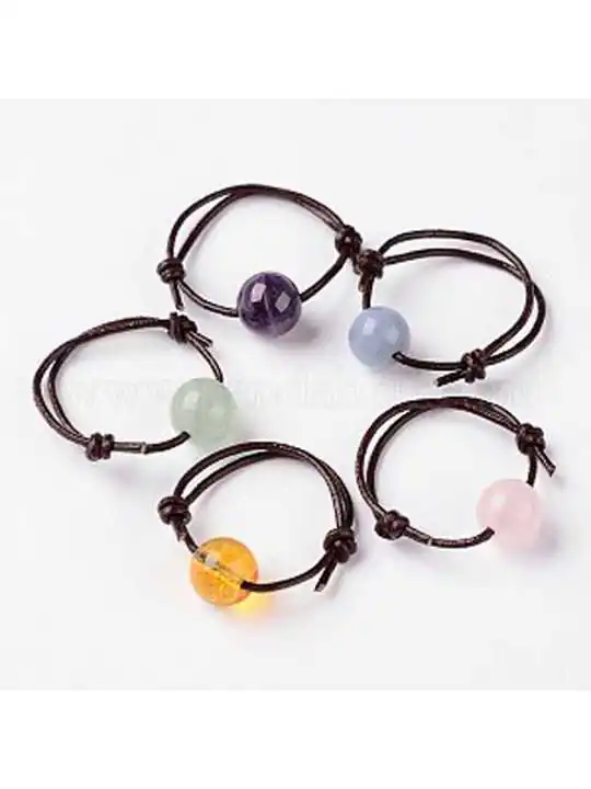 anillo cuero con piedras semipreciosas