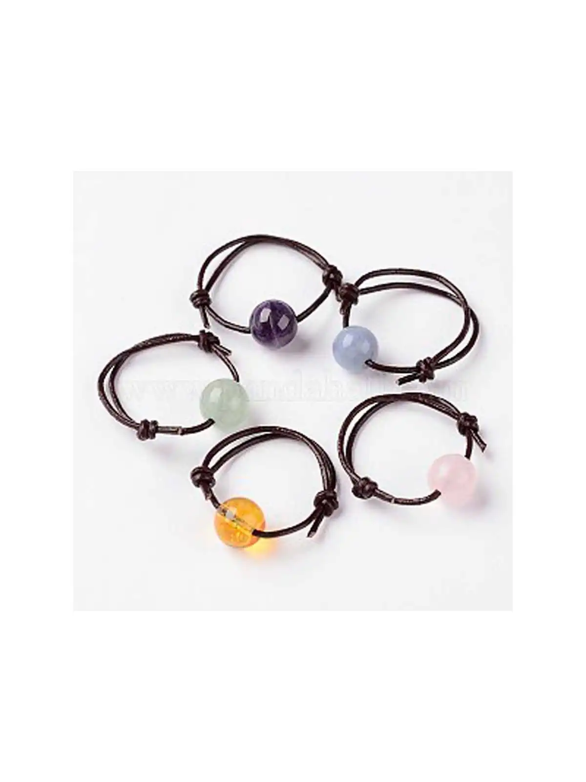 anillo cuero con piedras semipreciosas