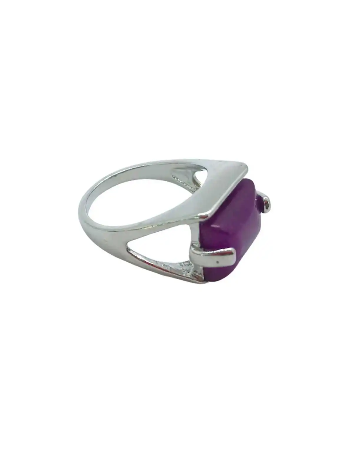 anillo plateado con sello jade violeta