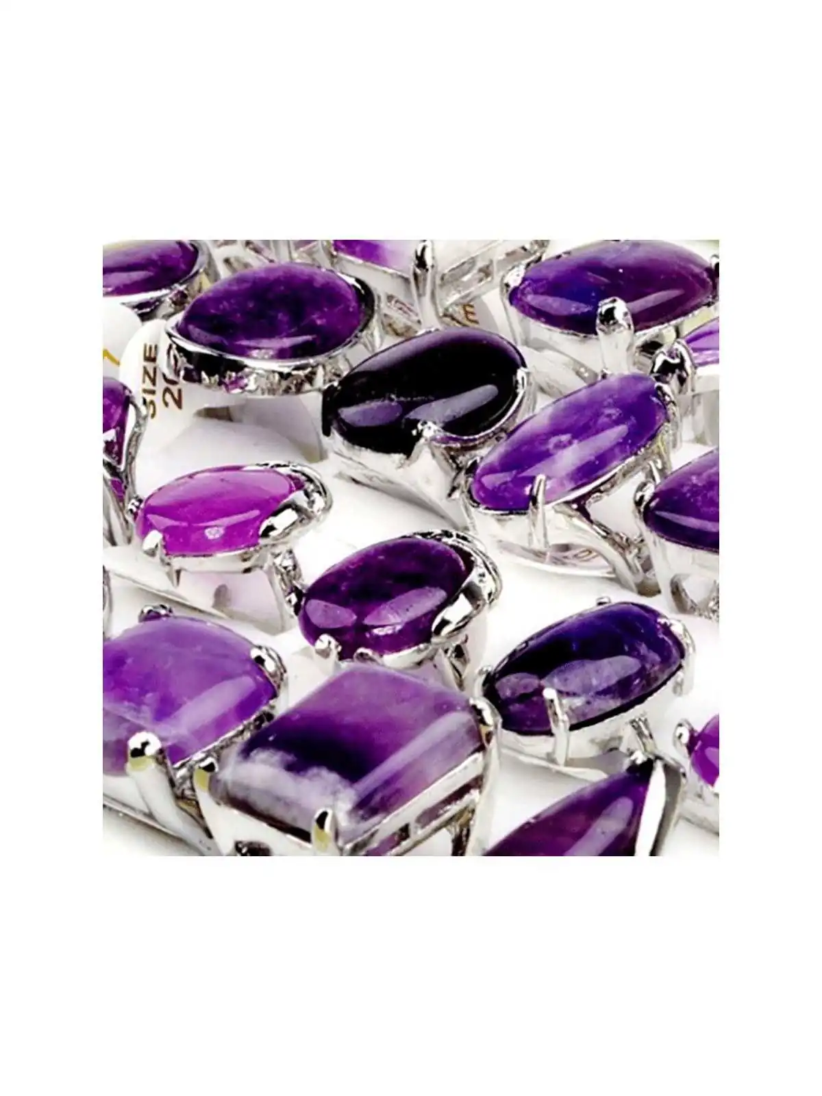 COnjunto de anillos de jade violeta signo geminis
