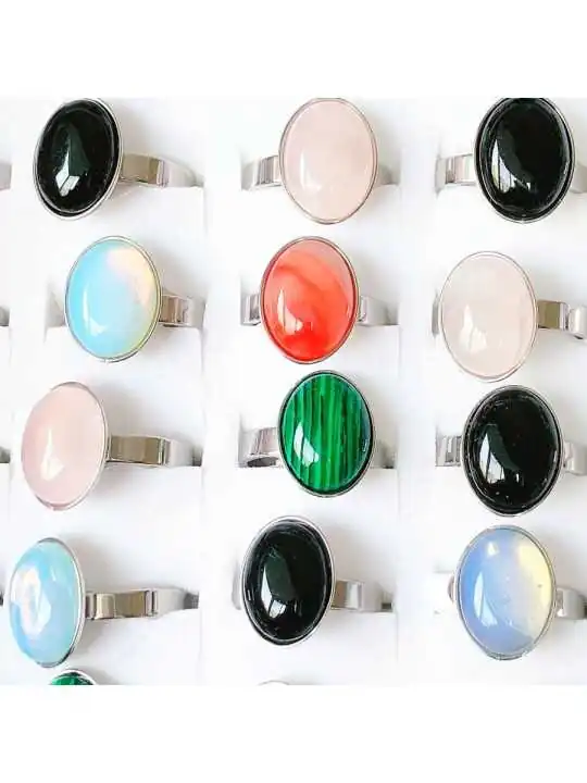 Conjunto de anillos de piedras semipreciosas