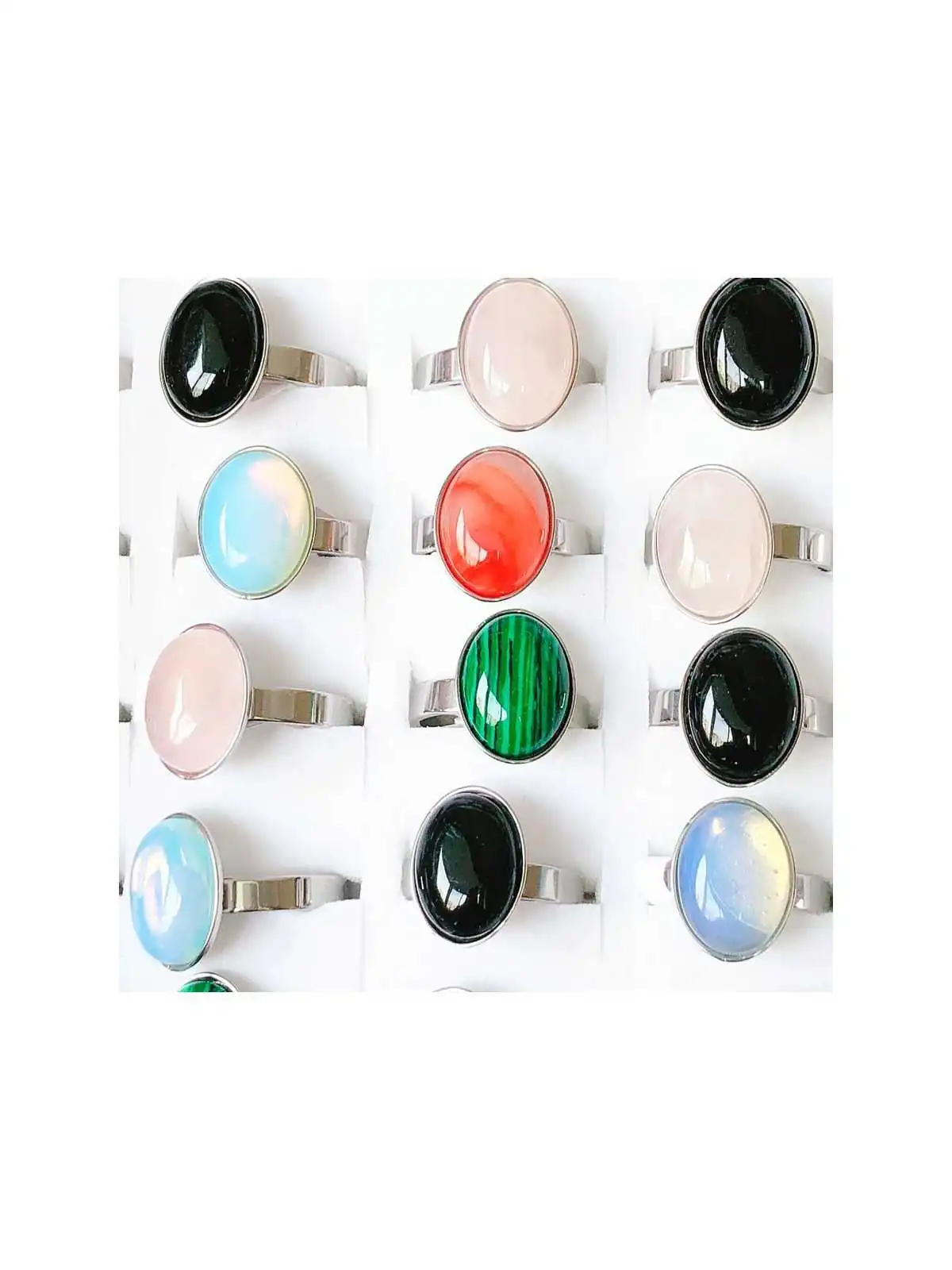 Conjunto de anillos de piedras semipreciosas