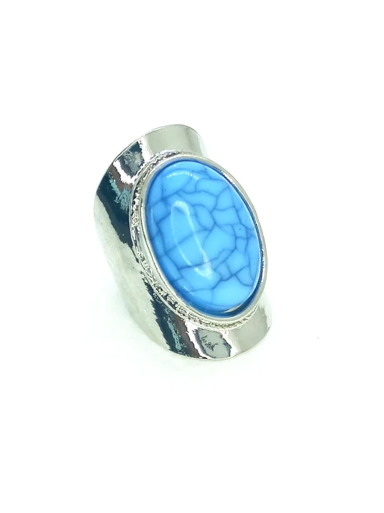 Anillo XL sello de cianita azul