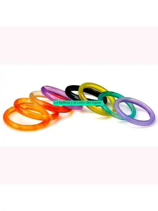 conjunto de anillos agata translucida de colores