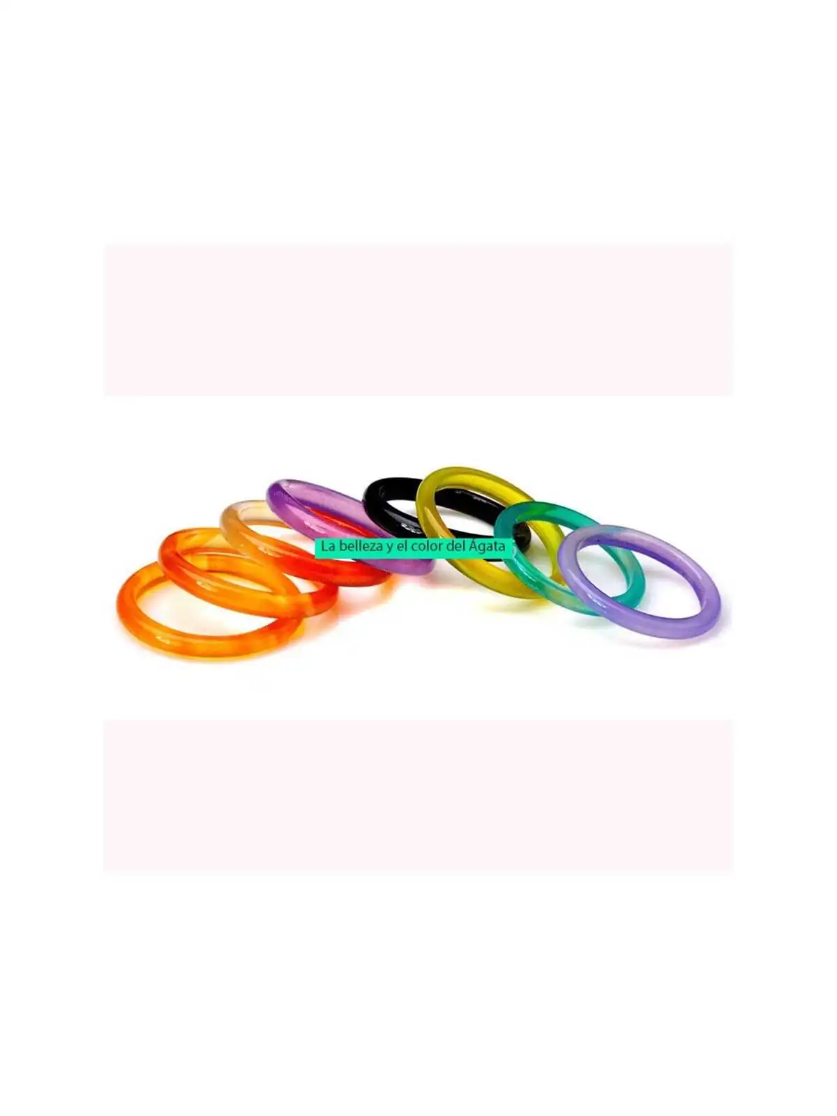 conjunto de anillos agata translucida de colores