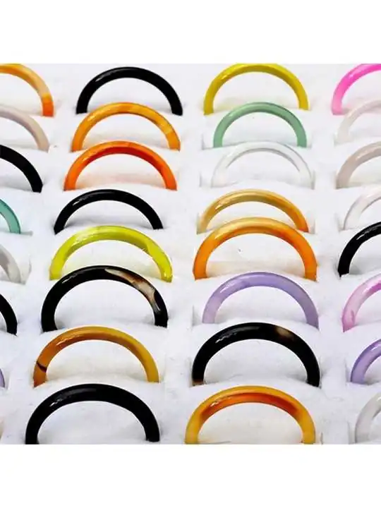 conjunto de anillos agata translucida de colores