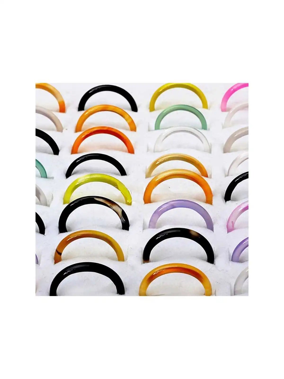 conjunto de anillos agata translucida de colores
