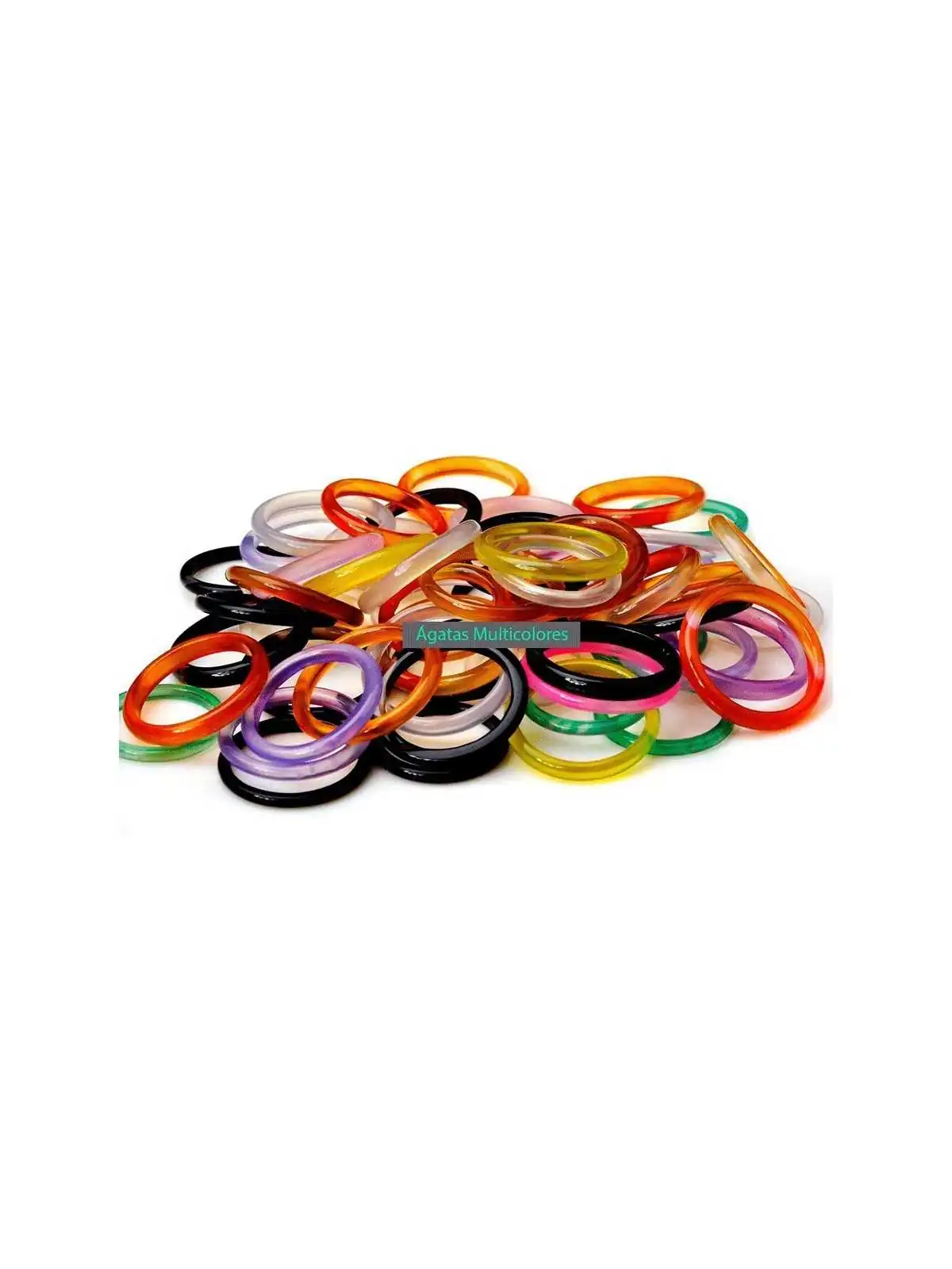 conjunto de anillos agata translucida de colores