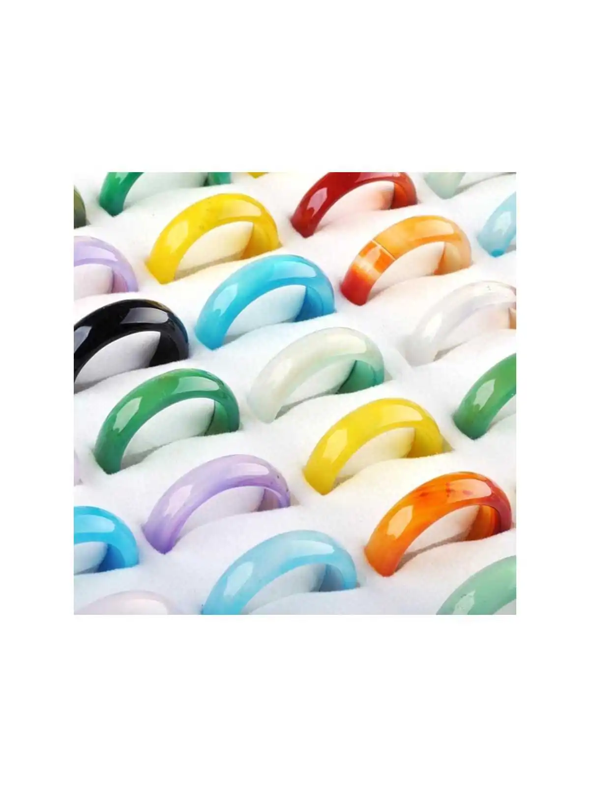 conjunto de anillos agata translucida de colores