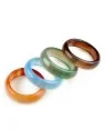 conjunto de anillos agata translucida de colores anchos