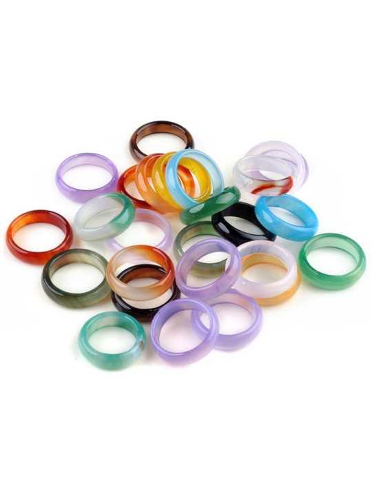 conjunto de anillos agata translucida de colores anchos conjunto de anillos agata translucida de colores anchos