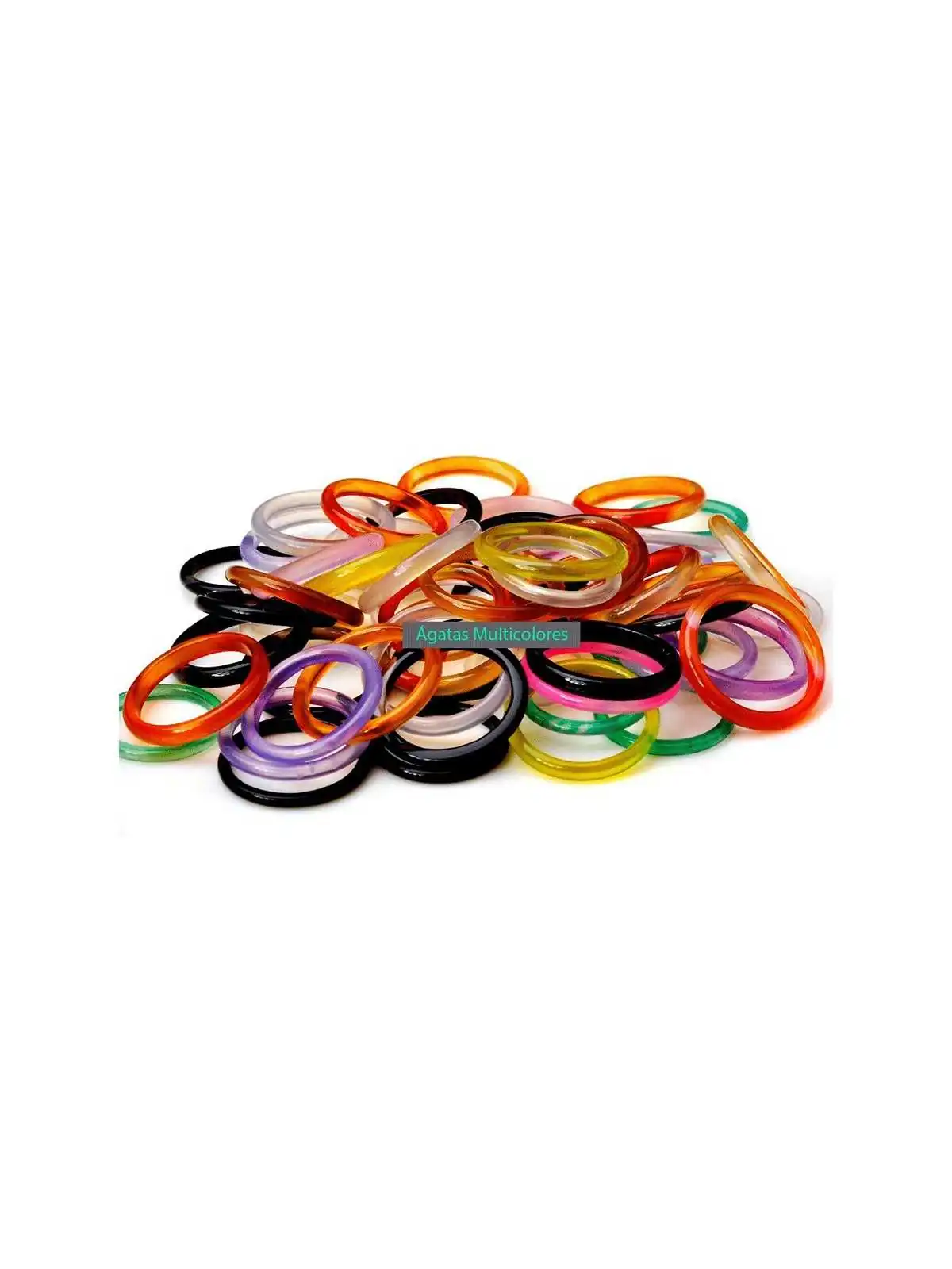 conjunto de anillos agata translucida de colores anchos