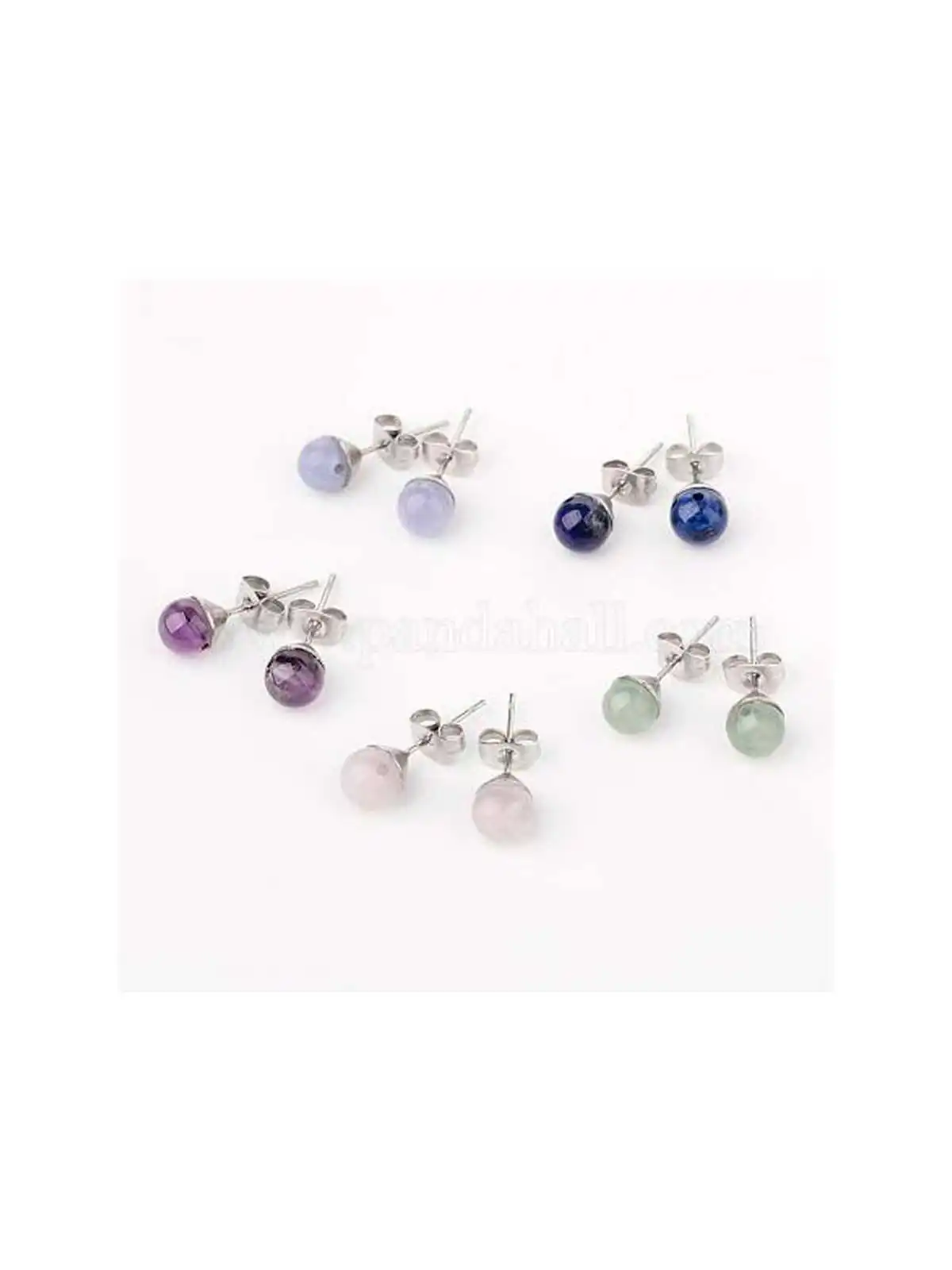 pendientes boton bolita piedras semippreciosas