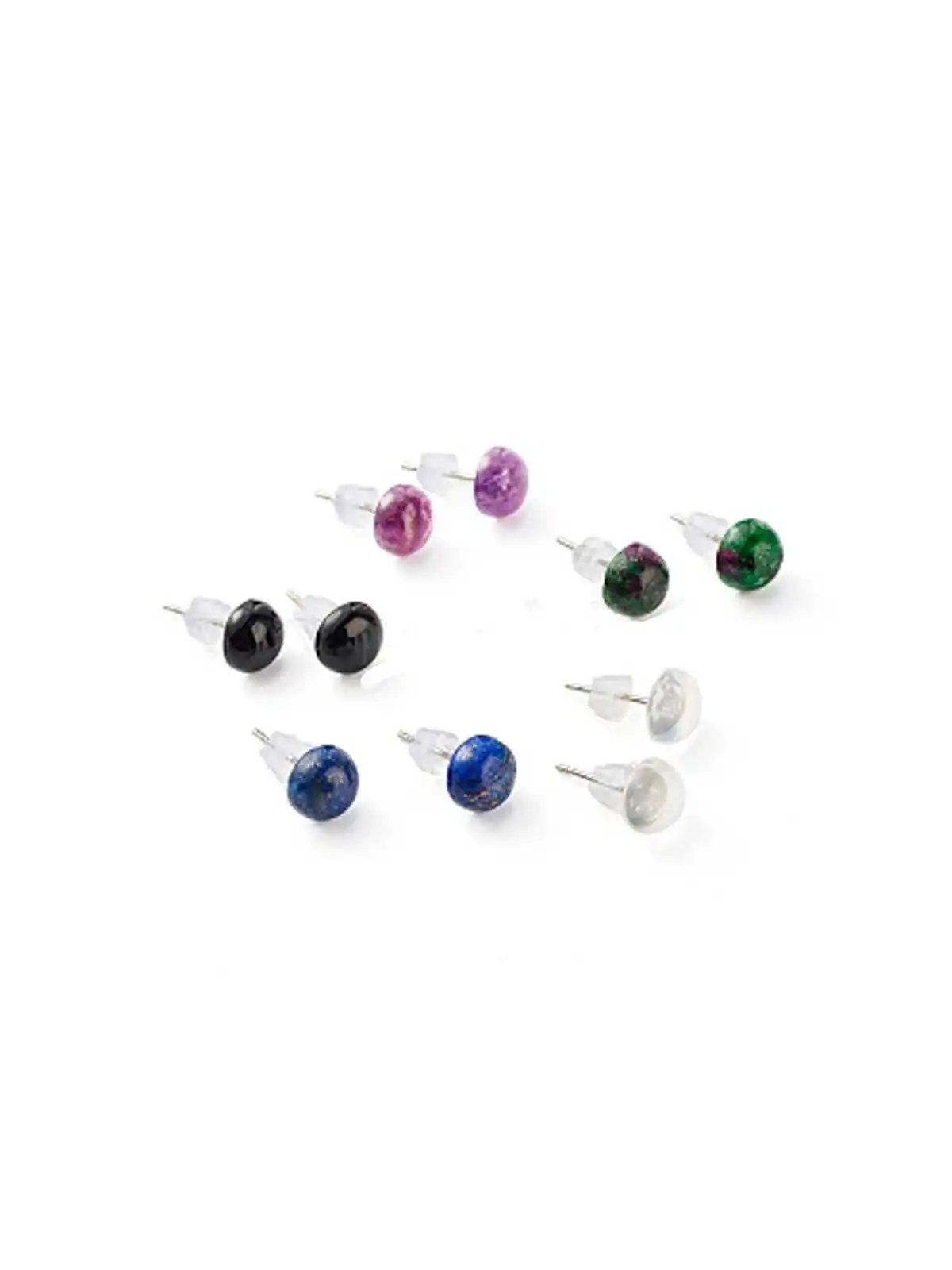 pendientes media bolita piedras semiprecioas