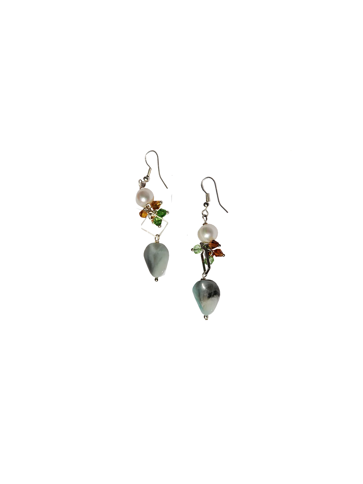 Pendientes largos diseño de piedras del amazonas