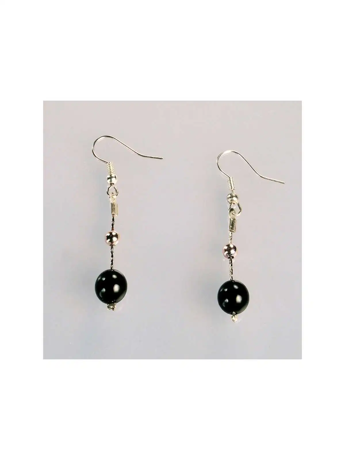 pendientes bolitas agata negra