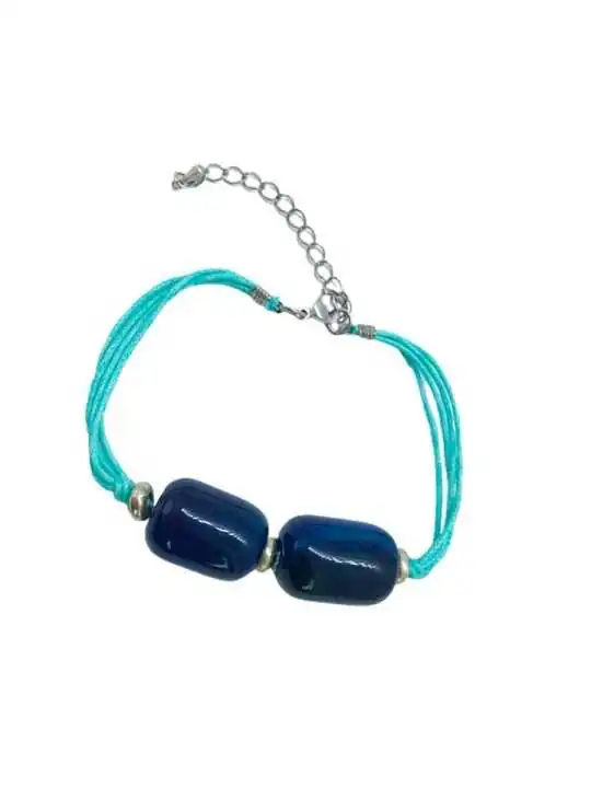 pulsera agatas cilindro azul