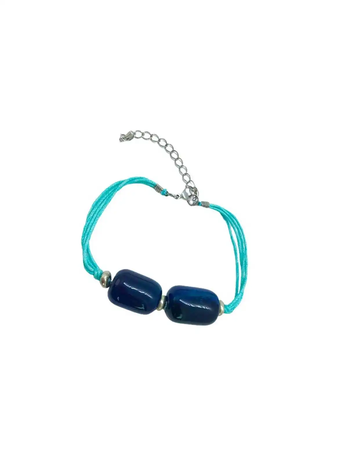 pulsera agatas cilindro azul