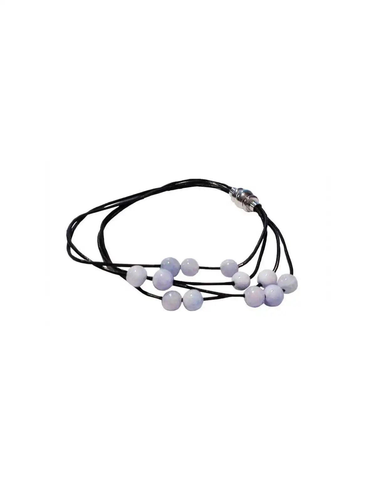 Pulsera Multihilo de Cuero con Perlas de Fluorita