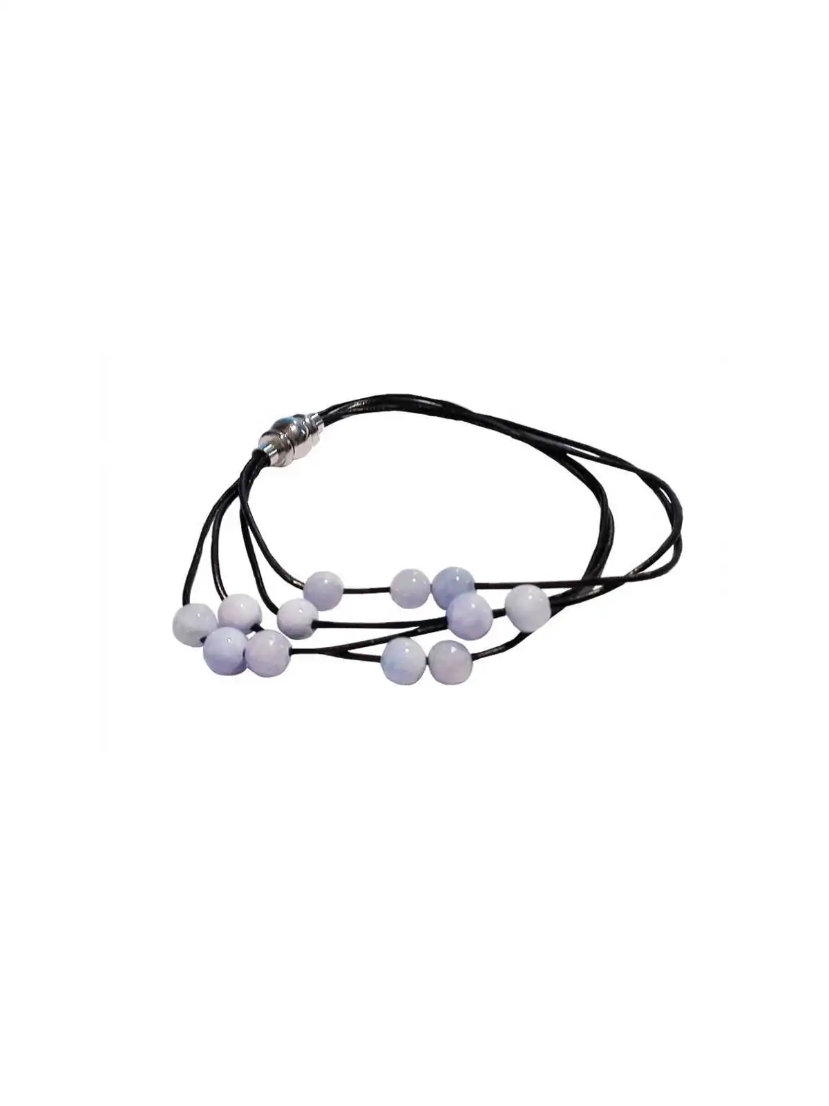 Pulsera Multihilo de Cuero con Perlas de Fluorita