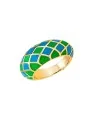 Anillo Dorado con Rejilla de Esmalte