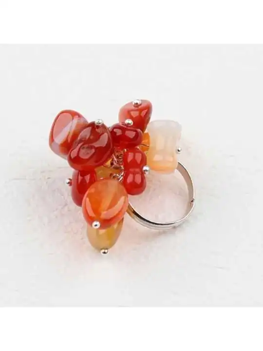Anillo bouquet con agatas de la india tibis rojizos
