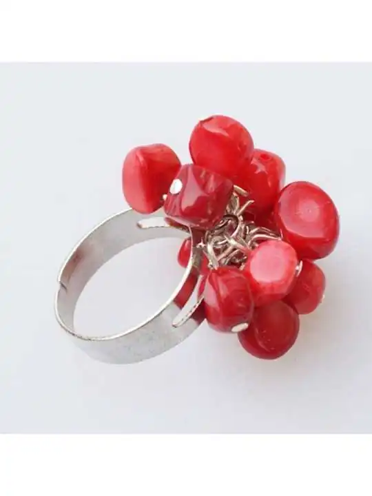 Anillo bouquet de coral rojo