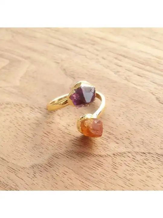 anillo de citrino y amatista