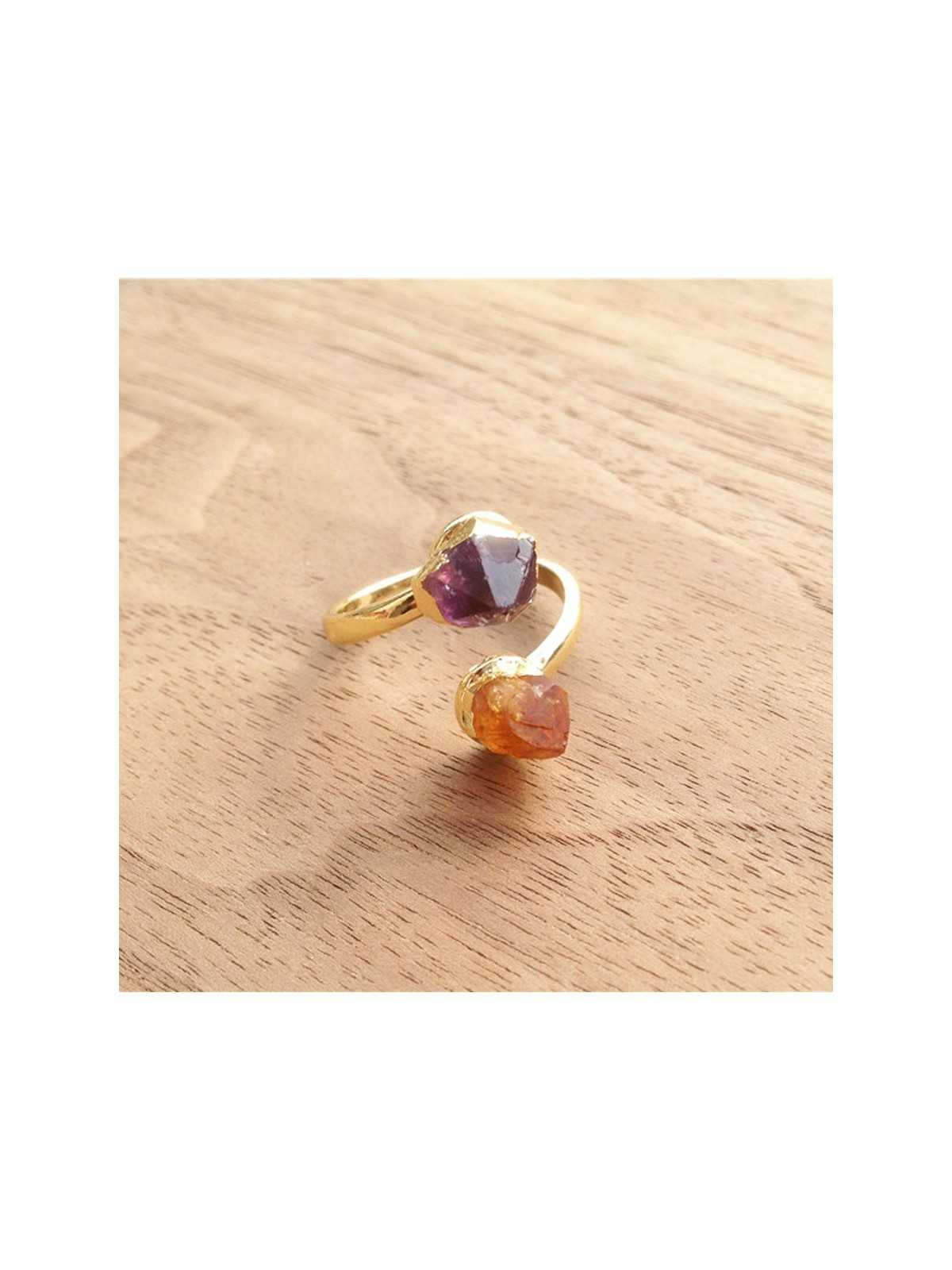 anillo de citrino y amatista
