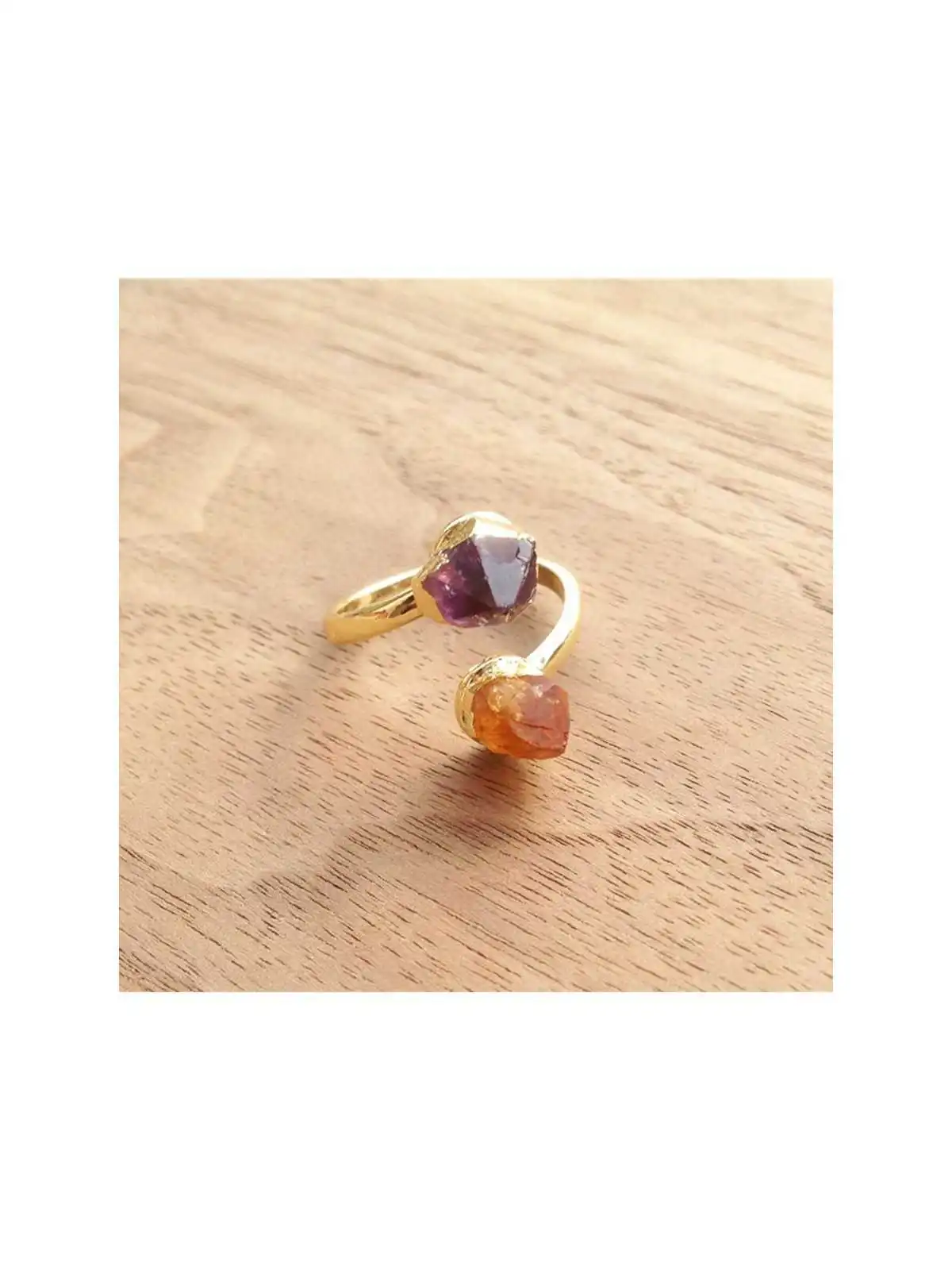 anillo de citrino y amatista