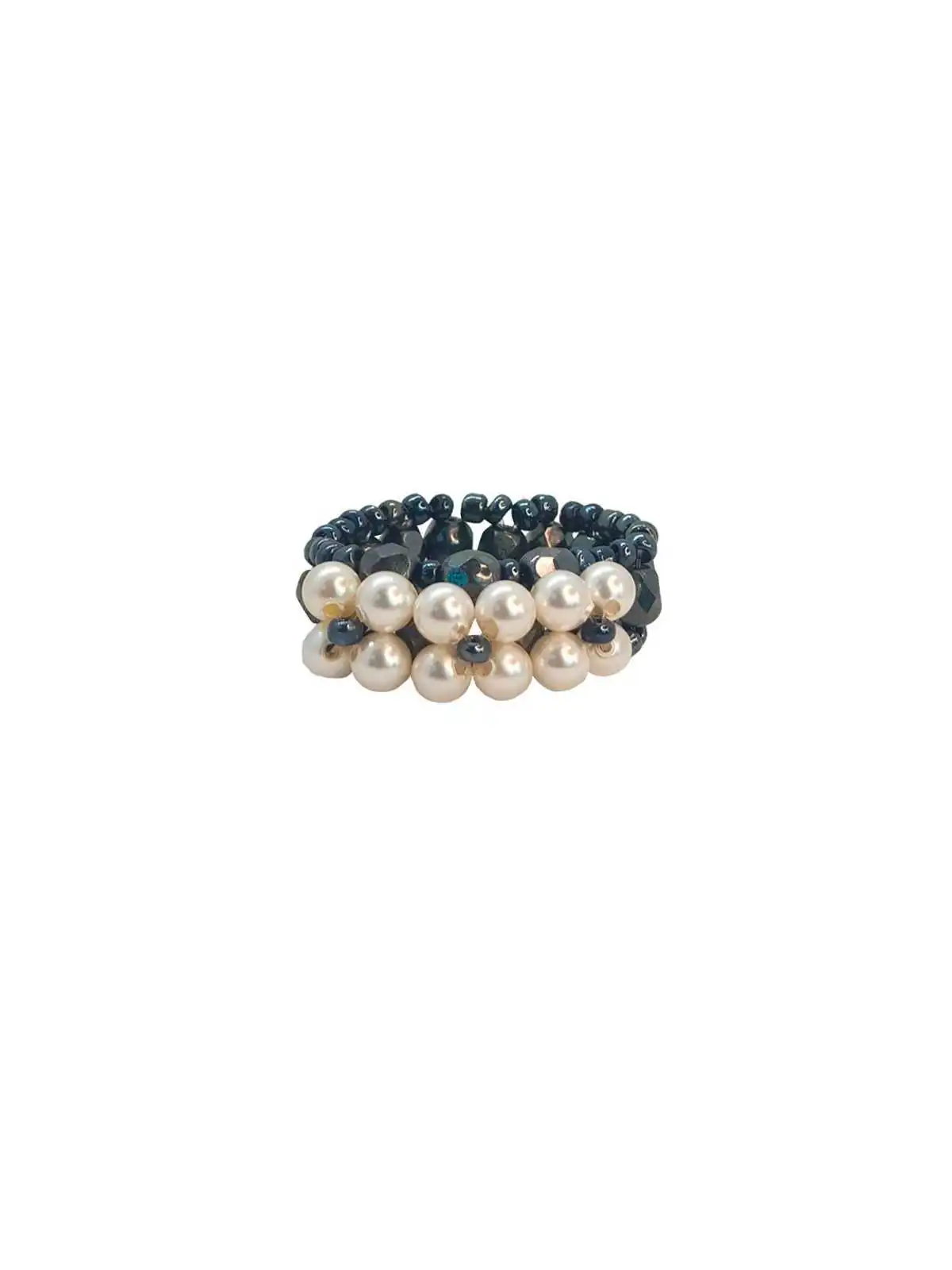 anillo extensible diadema de perlas 