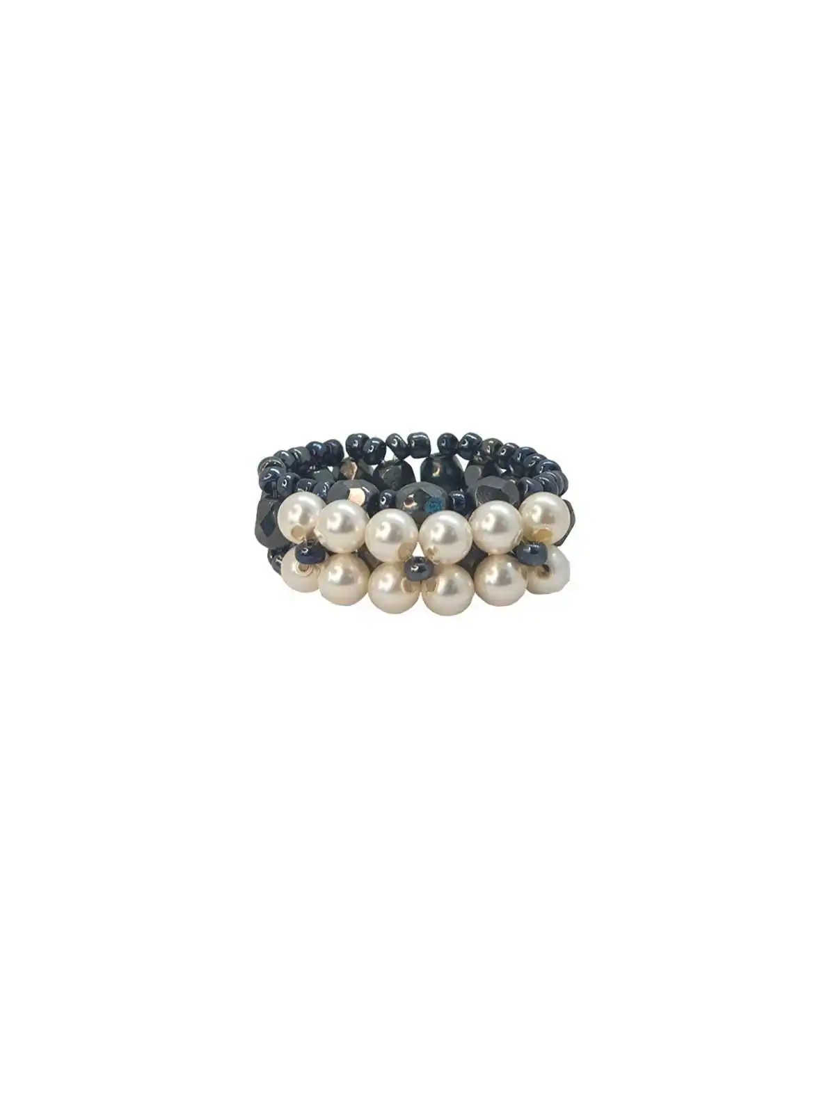 anillo tejido diadema de perlas