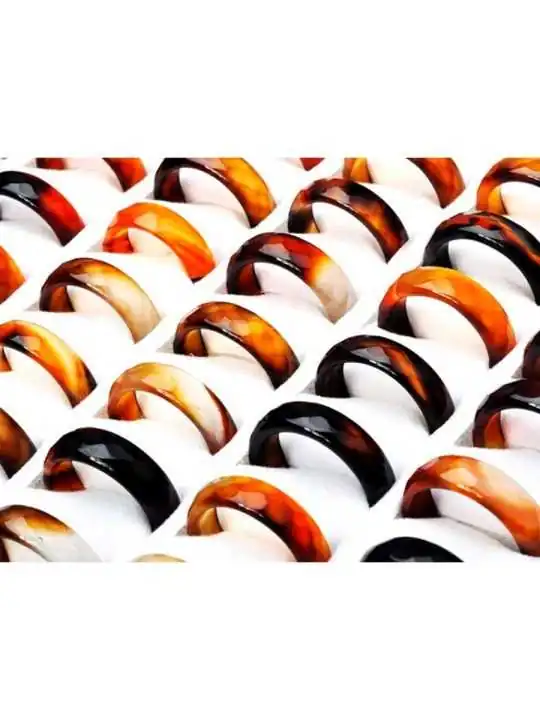 preciosos anillos combinables de agata fuego