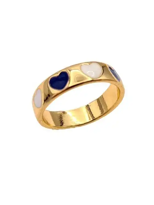 anillo esmalte blanco y azul