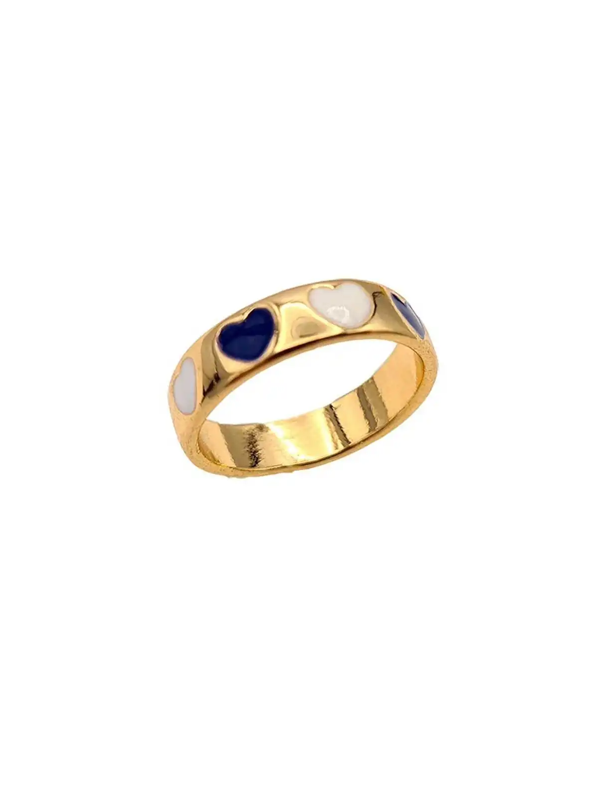 anillo esmalte blanco y azul