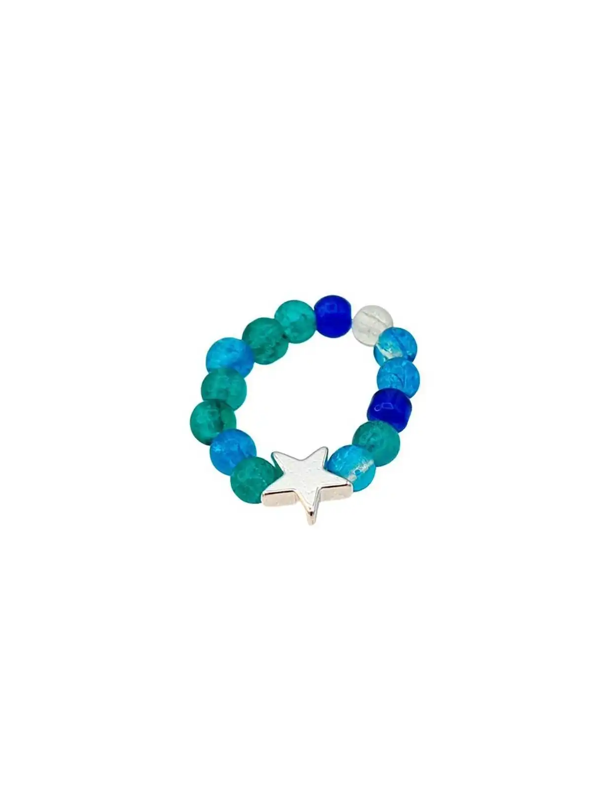 anillo extensible chaquiras y estrella plateada