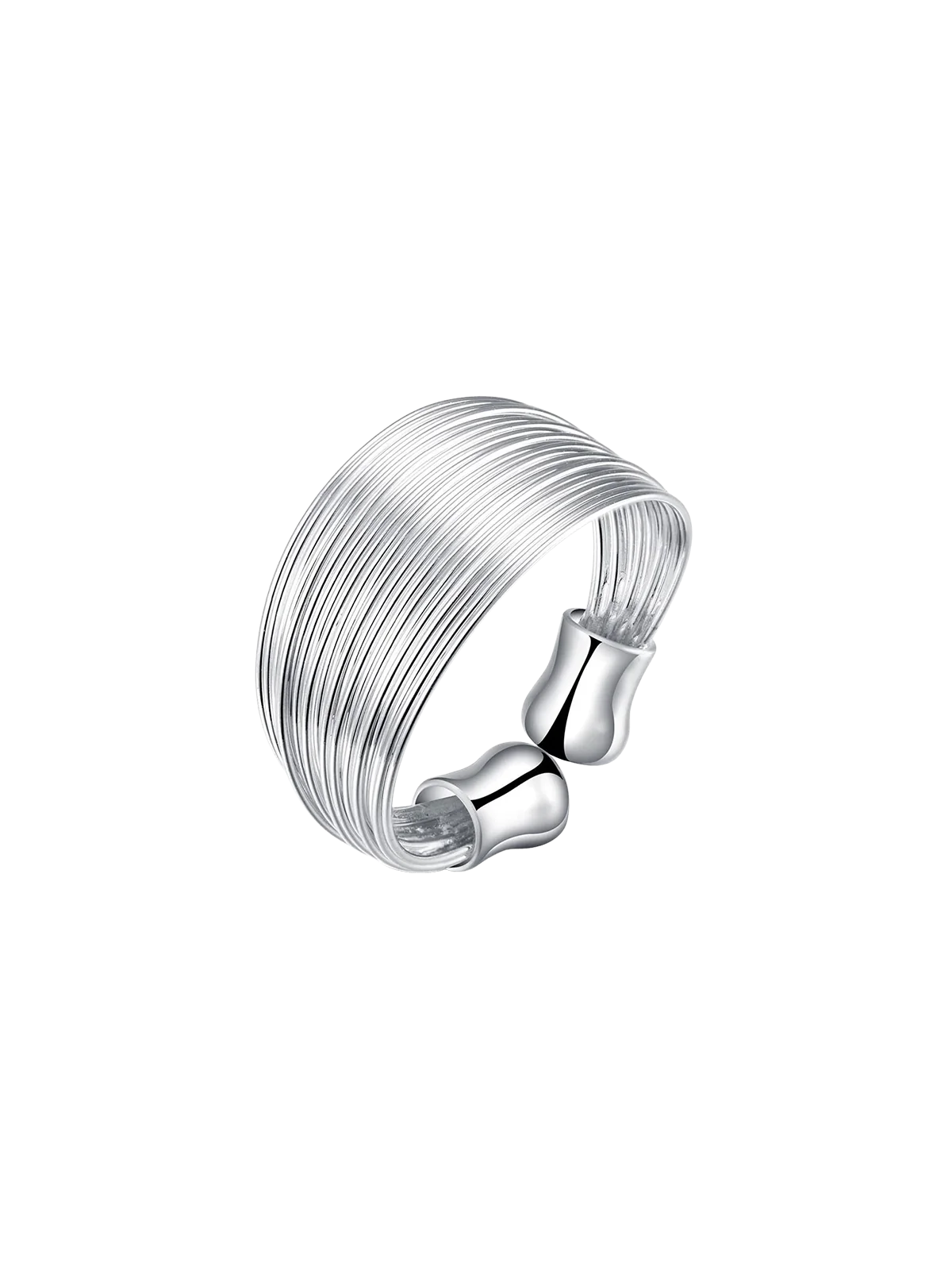 anillo multihilos plateado