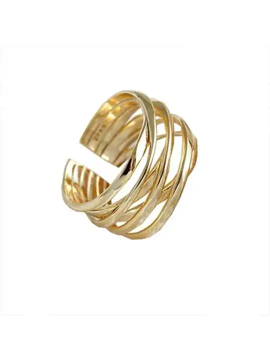 anillo multihilos de metal dorado