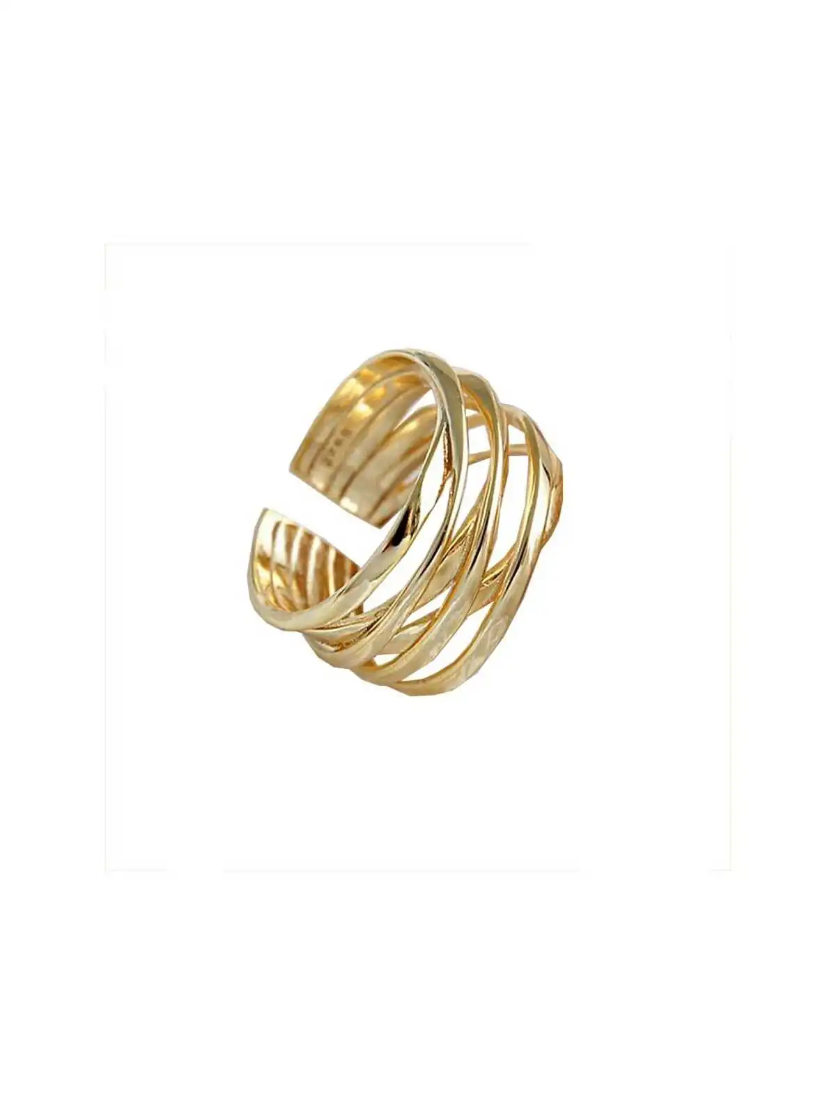 anillo multihilos de metal dorado