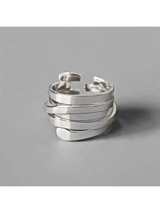 anillo plateado puzle 