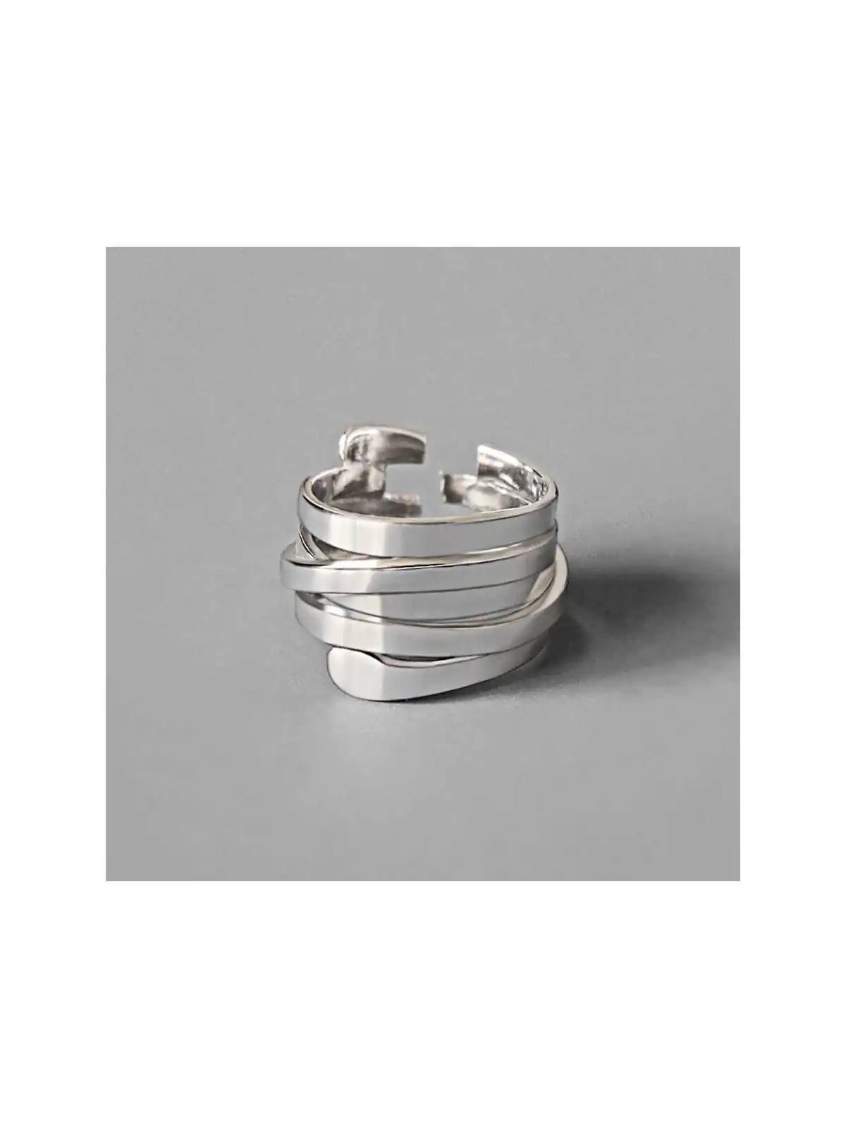 anillo plateado puzle 