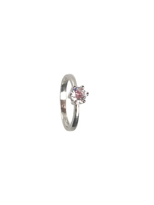 anillo prometida circonita plateado