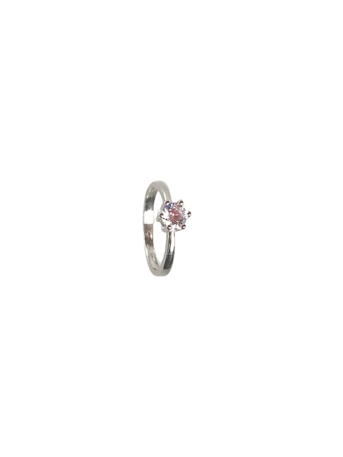 anillo prometida circonita plateado